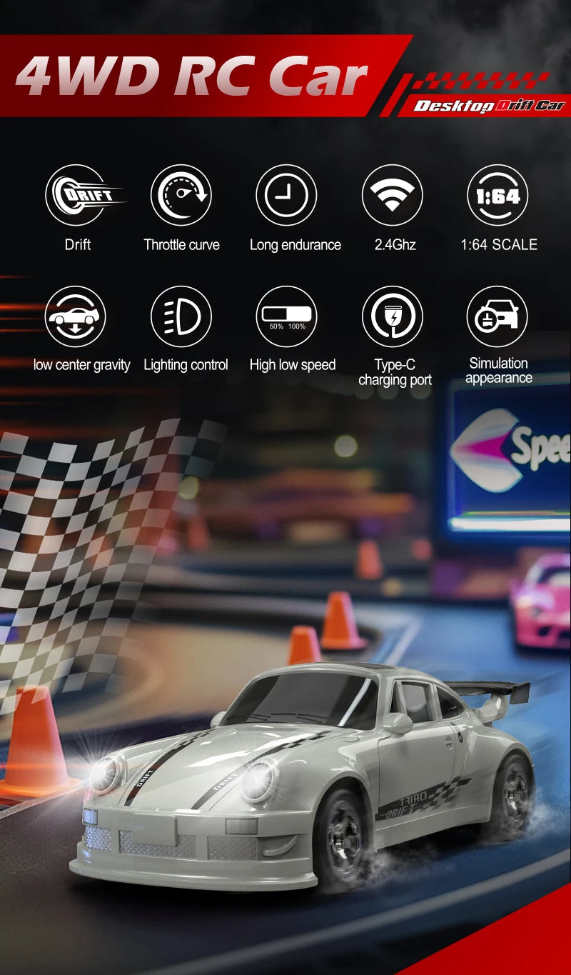 1/64 2.4G High speed Mini Drift Rc Car 4WD Remote Control Car Four Wheel Drive Radio Controlled Mini Racing Model Boy Toy Gifts